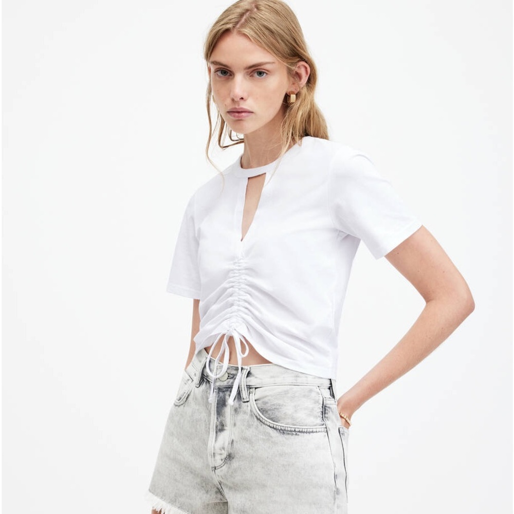 NWT ALL SAINTS Gigi ruched tee in Optic White
